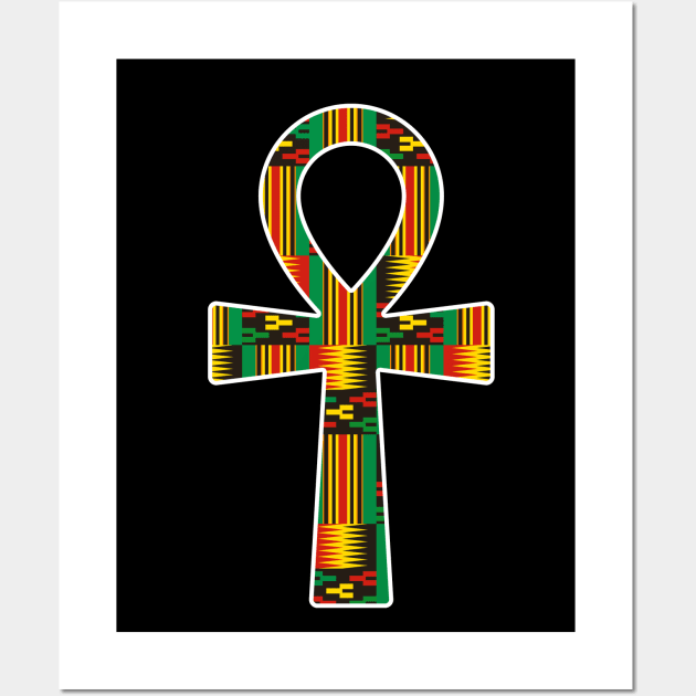 Ankh Aymbol with African Kente Pattern Wall Art by kentevibes